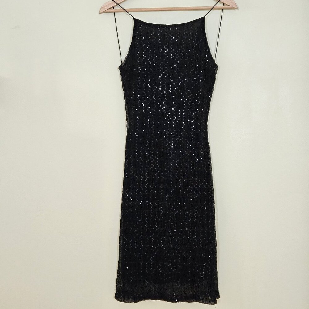 Elegant Black Sequin Mini Dress
